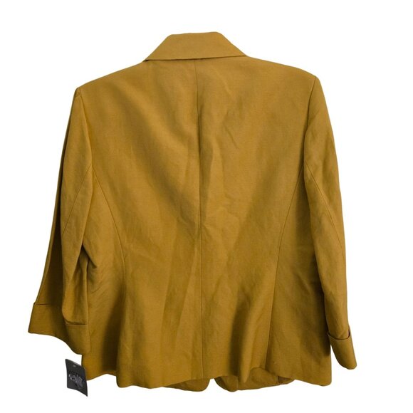 Kasper NWT Ava Jacket Butterscotch Linen Blend Gold Buckle Snap Closure Size 12p - Picture 3 of 15